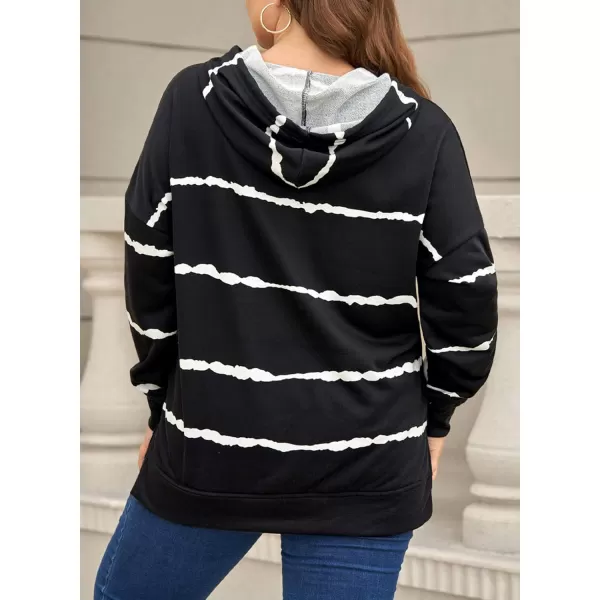 Happy Sailed Womens Tie Dye Printed Sweatshirt Loose Casual Long Sleeve Crewneck Striped Pullover Tops