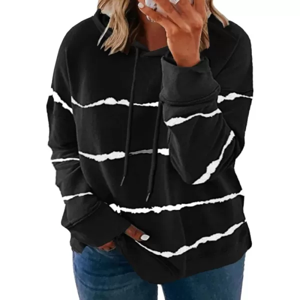 Happy Sailed Womens Tie Dye Printed Sweatshirt Loose Casual Long Sleeve Crewneck Striped Pullover Tops