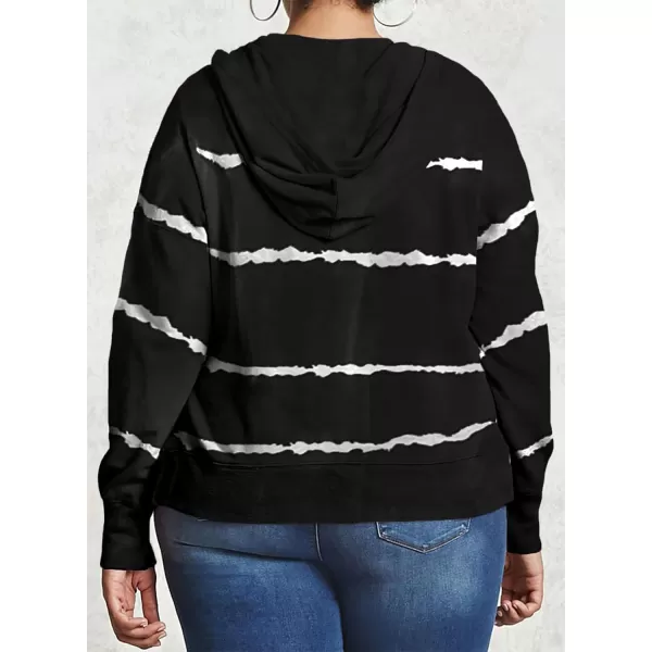Happy Sailed Womens Tie Dye Printed Sweatshirt Loose Casual Long Sleeve Crewneck Striped Pullover Tops