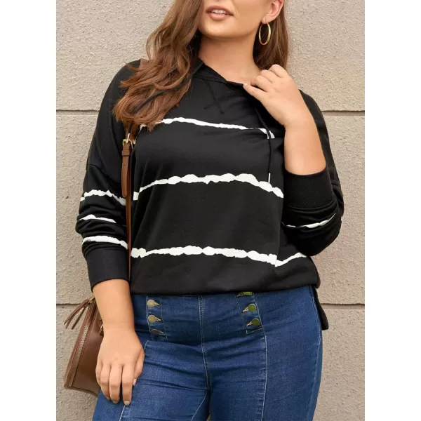 Happy Sailed Womens Tie Dye Printed Sweatshirt Loose Casual Long Sleeve Crewneck Striped Pullover Tops