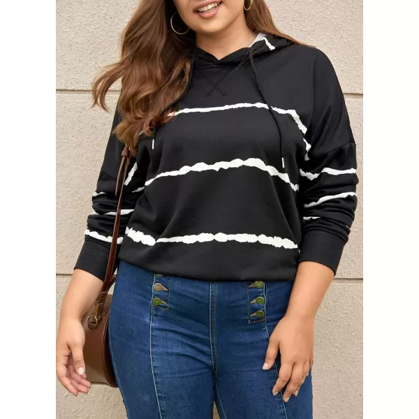 Happy Sailed Womens Tie Dye Printed Sweatshirt Loose Casual Long Sleeve Crewneck Striped Pullover Tops