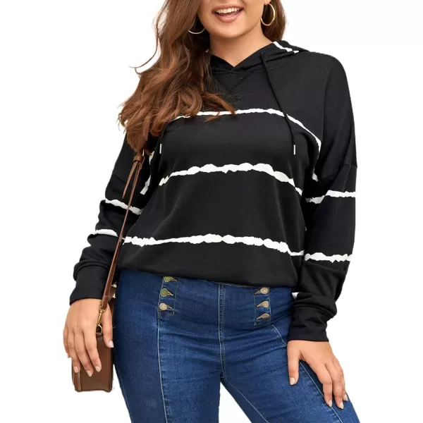 Happy Sailed Womens Tie Dye Printed Sweatshirt Loose Casual Long Sleeve Crewneck Striped Pullover Tops