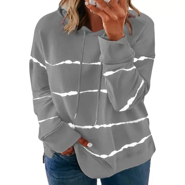 Happy Sailed Womens Tie Dye Printed Sweatshirt Loose Casual Long Sleeve Crewneck Striped Pullover Tops