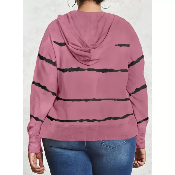 Happy Sailed Womens Tie Dye Printed Sweatshirt Loose Casual Long Sleeve Crewneck Striped Pullover Tops