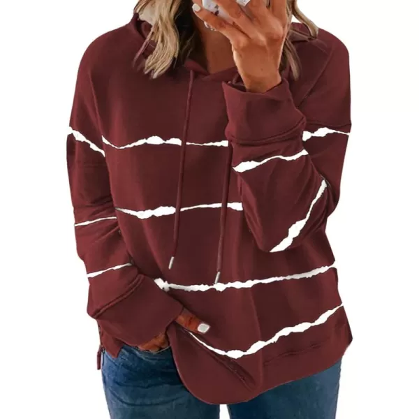 Happy Sailed Womens Tie Dye Printed Sweatshirt Loose Casual Long Sleeve Crewneck Striped Pullover Tops