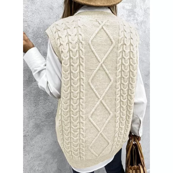 Happy Sailed Womens V Neck Sweater Vest Oversized Cable Knitted Sleeveless Sweaters Tops S-2XL
