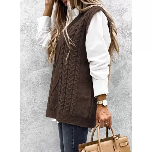 Happy Sailed Womens V Neck Sweater Vest Oversized Cable Knitted Sleeveless Sweaters Tops S-2XL