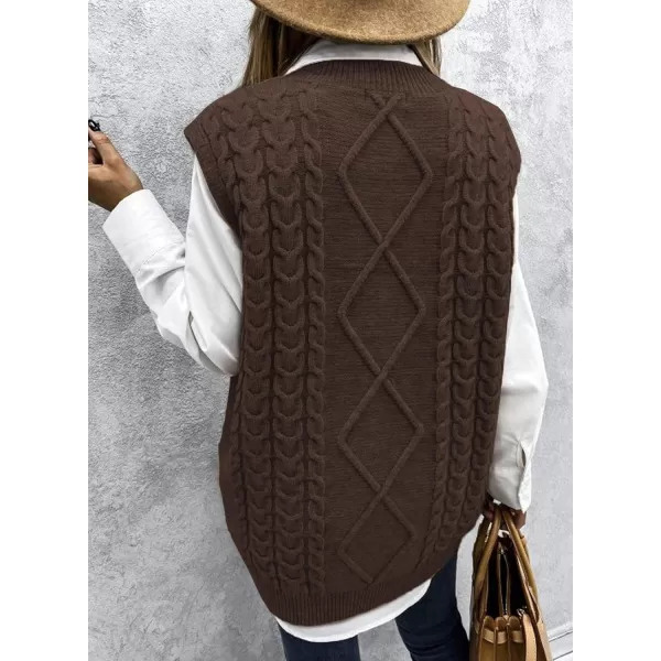 Happy Sailed Womens V Neck Sweater Vest Oversized Cable Knitted Sleeveless Sweaters Tops S-2XL