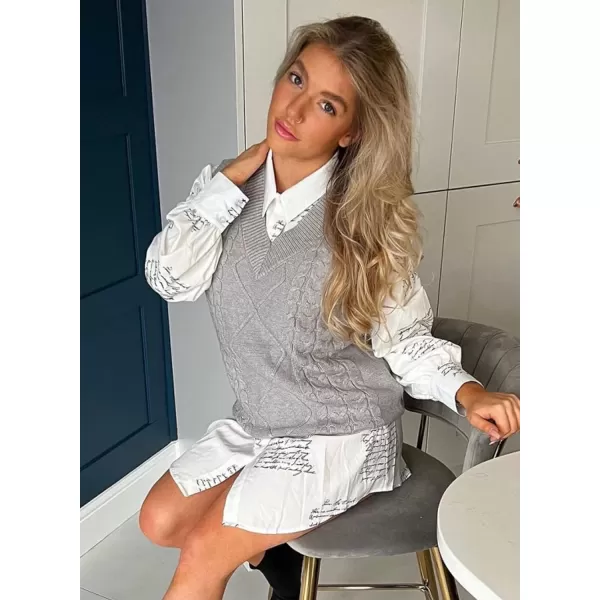 Happy Sailed Womens V Neck Sweater Vest Oversized Cable Knitted Sleeveless Sweaters Tops S-2XL