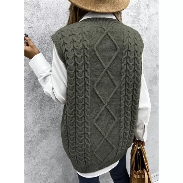 Happy Sailed Womens V Neck Sweater Vest Oversized Cable Knitted Sleeveless Sweaters Tops S-2XL
