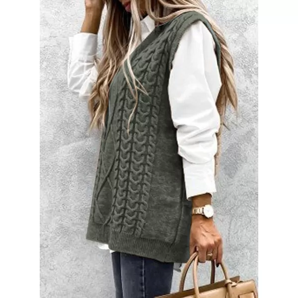 Happy Sailed Womens V Neck Sweater Vest Oversized Cable Knitted Sleeveless Sweaters Tops S-2XL