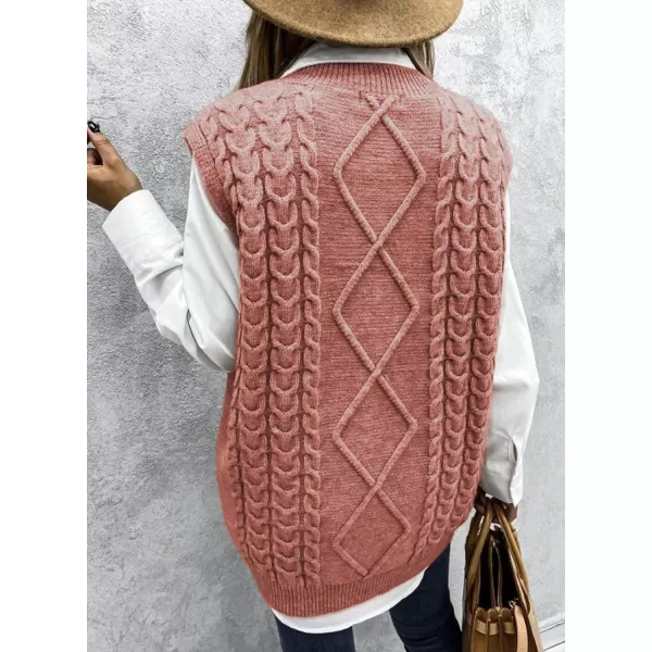 Happy Sailed Womens V Neck Sweater Vest Oversized Cable Knitted Sleeveless Sweaters Tops S-2XL