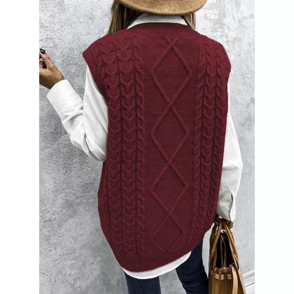 Happy Sailed Womens V Neck Sweater Vest Oversized Cable Knitted Sleeveless Sweaters Tops S-2XL