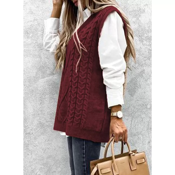 Happy Sailed Womens V Neck Sweater Vest Oversized Cable Knitted Sleeveless Sweaters Tops S-2XL