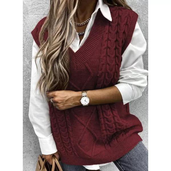 Happy Sailed Womens V Neck Sweater Vest Oversized Cable Knitted Sleeveless Sweaters Tops S-2XL