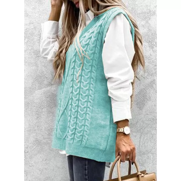 Happy Sailed Womens V Neck Sweater Vest Oversized Cable Knitted Sleeveless Sweaters Tops S-2XL