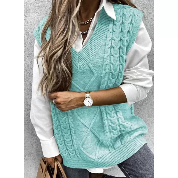 Happy Sailed Womens V Neck Sweater Vest Oversized Cable Knitted Sleeveless Sweaters Tops S-2XL