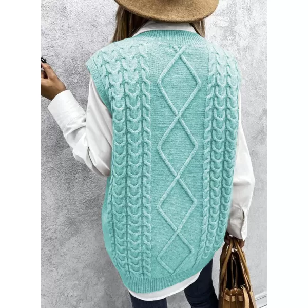 Happy Sailed Womens V Neck Sweater Vest Oversized Cable Knitted Sleeveless Sweaters Tops S-2XL