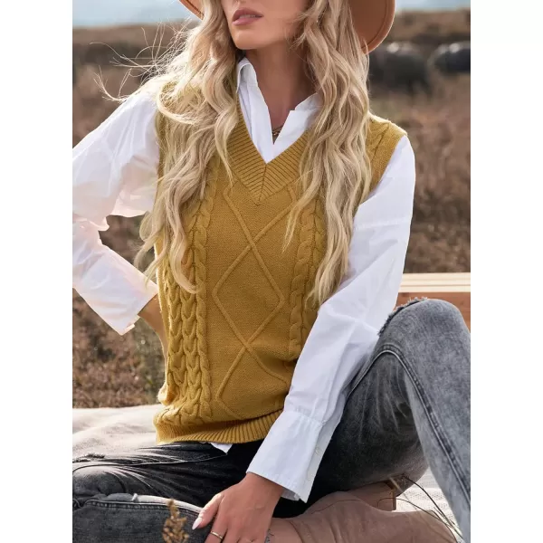 Happy Sailed Womens V Neck Sweater Vest Oversized Cable Knitted Sleeveless Sweaters Tops S-2XL