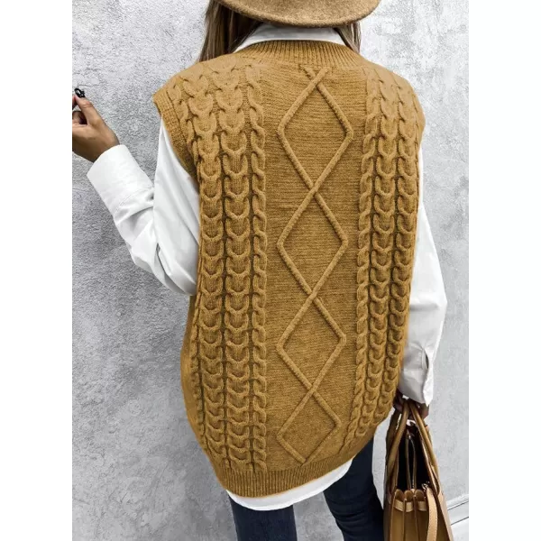 Happy Sailed Womens V Neck Sweater Vest Oversized Cable Knitted Sleeveless Sweaters Tops S-2XL