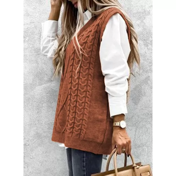 Happy Sailed Womens V Neck Sweater Vest Oversized Cable Knitted Sleeveless Sweaters Tops S-2XL