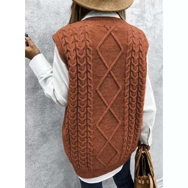 Happy Sailed Womens V Neck Sweater Vest Oversized Cable Knitted Sleeveless Sweaters Tops S-2XL