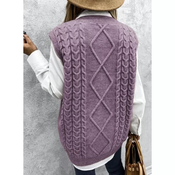 Happy Sailed Womens V Neck Sweater Vest Oversized Cable Knitted Sleeveless Sweaters Tops S-2XL