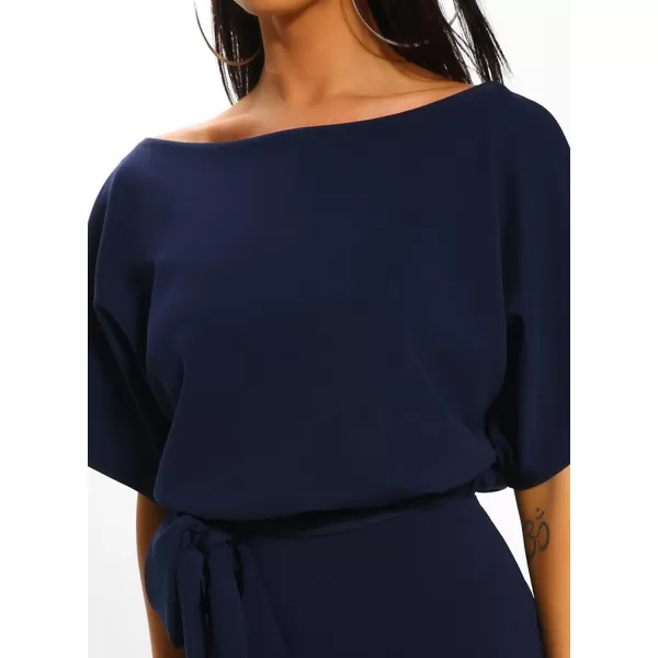 Happy Sailed Womens Wrap Pencil Work Dress Summer Batwing Sleeve Waist Belted Midi Bodycon Cocktail Party Dresses