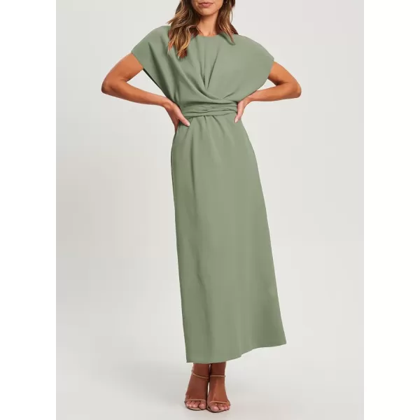 Happy Sailed Womens Formal Dress 2024 Trendy Elegant Batwing Sleeve Front Wrap Tie Waist Long Maxi Cocktail Party Dresses