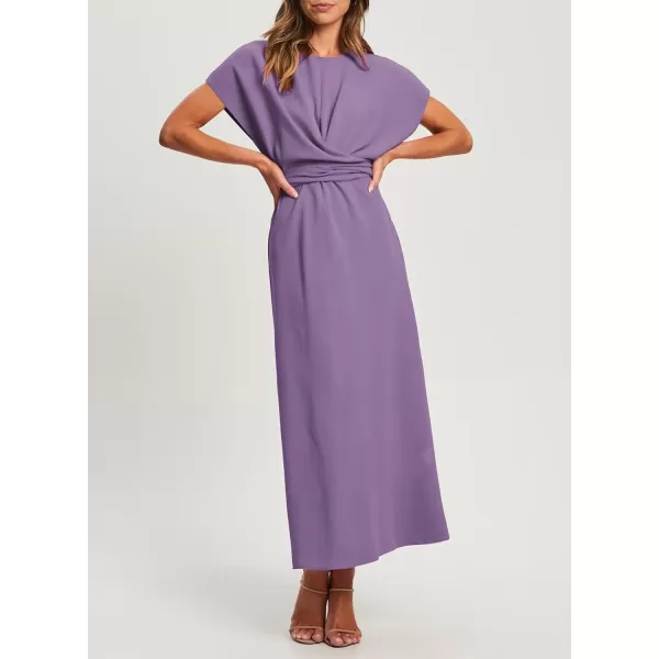 Happy Sailed Womens Formal Dress 2024 Trendy Elegant Batwing Sleeve Front Wrap Tie Waist Long Maxi Cocktail Party Dresses