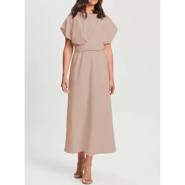 Happy Sailed Womens Formal Dress 2024 Trendy Elegant Batwing Sleeve Front Wrap Tie Waist Long Maxi Cocktail Party Dresses