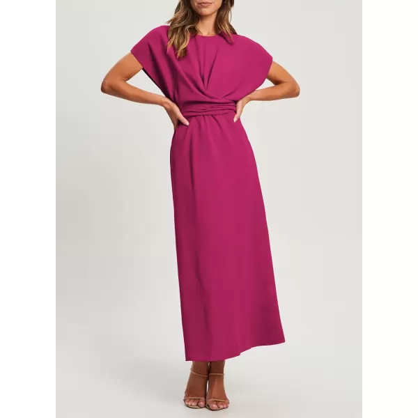 Happy Sailed Womens Formal Dress 2024 Trendy Elegant Batwing Sleeve Front Wrap Tie Waist Long Maxi Cocktail Party Dresses