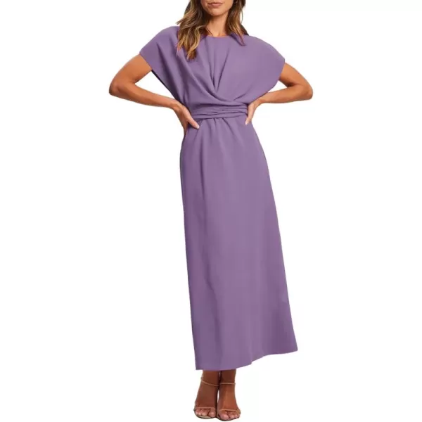 Happy Sailed Womens Formal Dress 2024 Trendy Elegant Batwing Sleeve Front Wrap Tie Waist Long Maxi Cocktail Party Dresses