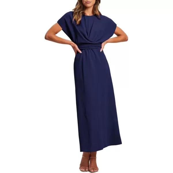 Happy Sailed Womens Formal Dress 2024 Trendy Elegant Batwing Sleeve Front Wrap Tie Waist Long Maxi Cocktail Party Dresses
