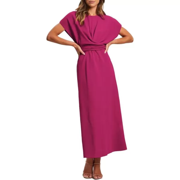 Happy Sailed Womens Formal Dress 2024 Trendy Elegant Batwing Sleeve Front Wrap Tie Waist Long Maxi Cocktail Party Dresses