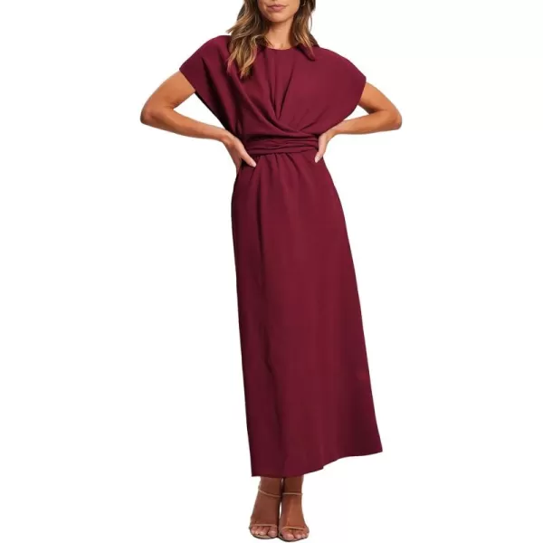 Happy Sailed Womens Formal Dress 2024 Trendy Elegant Batwing Sleeve Front Wrap Tie Waist Long Maxi Cocktail Party Dresses