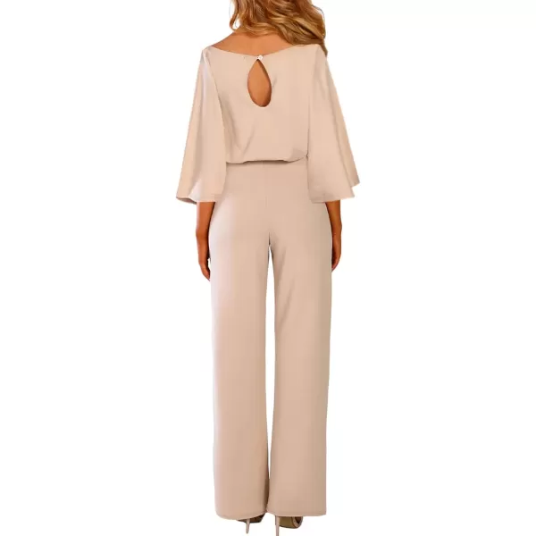 Happy Sailed Women Casual Loose Short Sleeve Belted Wide Leg Pant Romper Jumpsuits