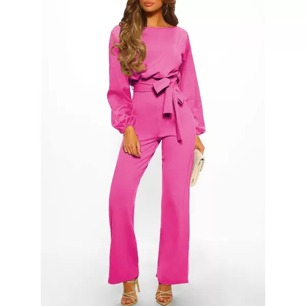 Happy Sailed Women Casual Loose Short Sleeve Belted Wide Leg Pant Romper Jumpsuits