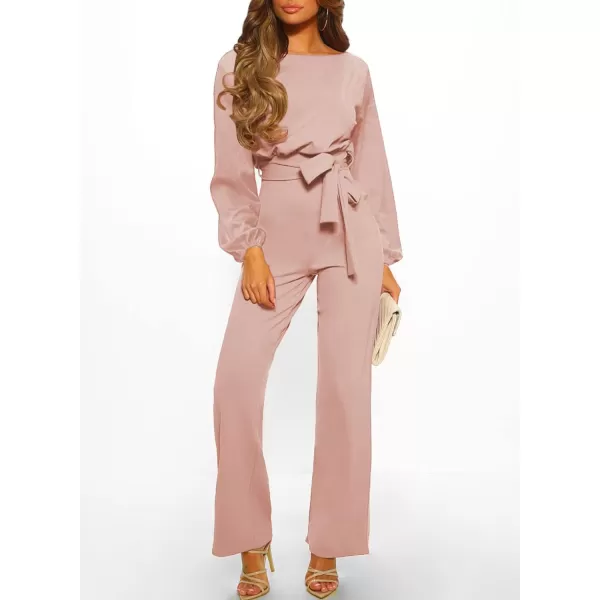 Happy Sailed Women Casual Loose Short Sleeve Belted Wide Leg Pant Romper Jumpsuits