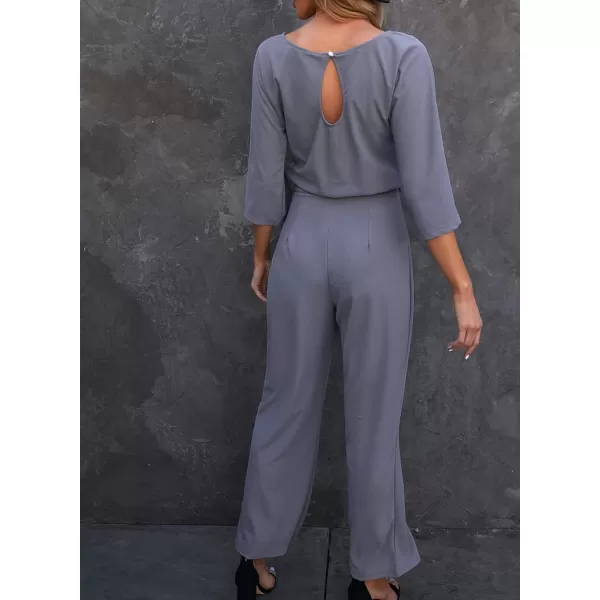 Happy Sailed Women Casual Loose Short Sleeve Belted Wide Leg Pant Romper Jumpsuits