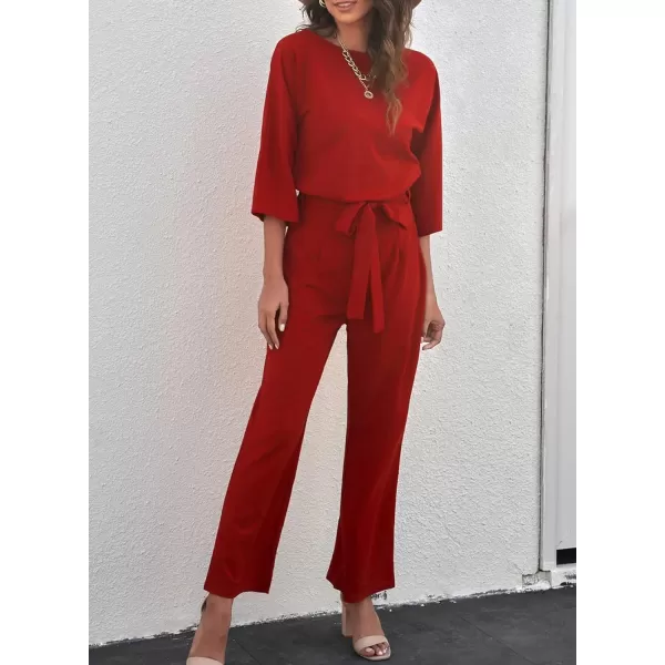 Happy Sailed Women Casual Loose Short Sleeve Belted Wide Leg Pant Romper Jumpsuits