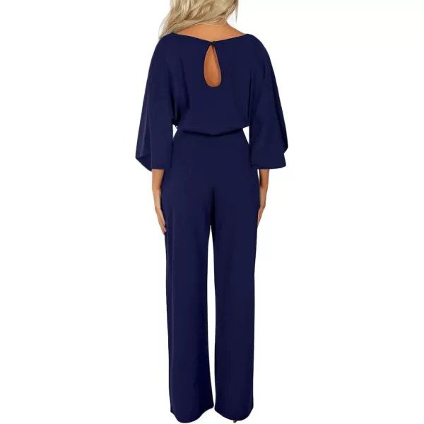 Happy Sailed Women Casual Loose Short Sleeve Belted Wide Leg Pant Romper Jumpsuits