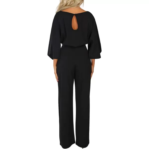 Happy Sailed Women Casual Loose Short Sleeve Belted Wide Leg Pant Romper Jumpsuits