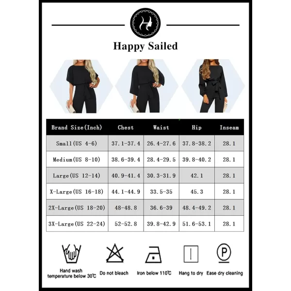 Happy Sailed Women Casual Loose Short Sleeve Belted Wide Leg Pant Romper Jumpsuits