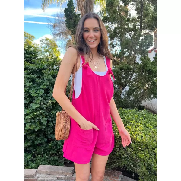 Happy Sailed Womens Rompers Jumpsuits Summer Sleeveless Adjustable Knot Straps Shorts Overall Jumpers with Pockets