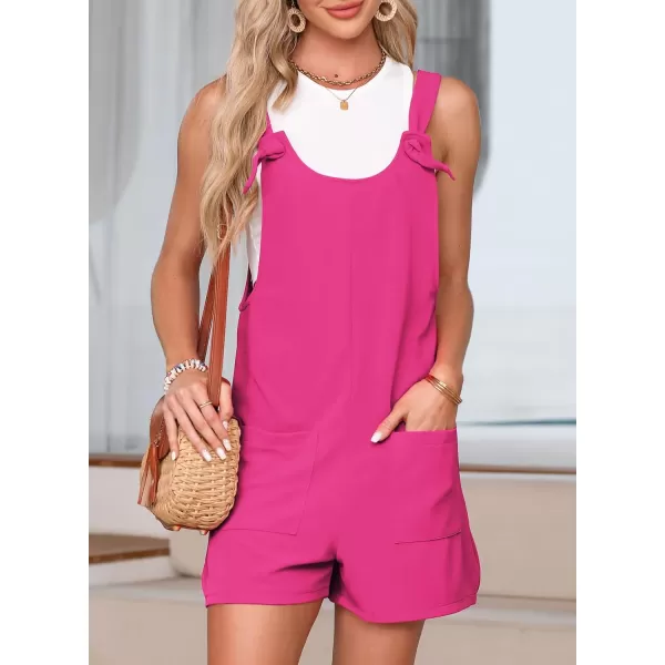 Happy Sailed Womens Rompers Jumpsuits Summer Sleeveless Adjustable Knot Straps Shorts Overall Jumpers with Pockets