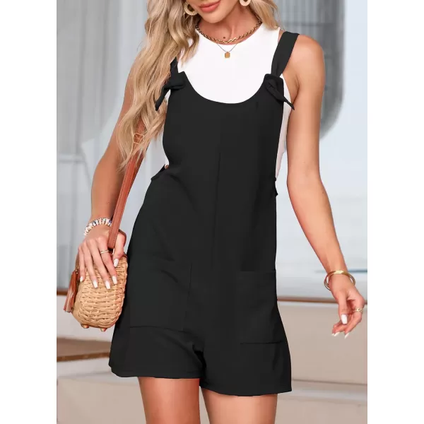 Happy Sailed Womens Rompers Jumpsuits Summer Sleeveless Adjustable Knot Straps Shorts Overall Jumpers with Pockets