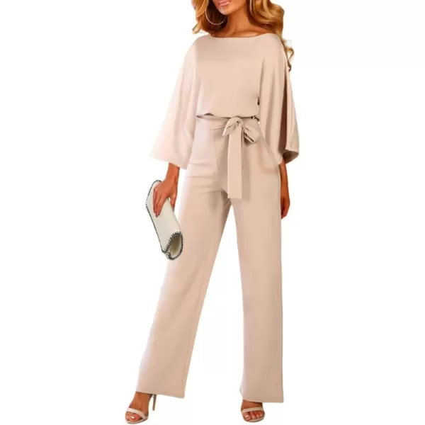 Happy Sailed Women Casual Loose Short Sleeve Belted Wide Leg Pant Romper Jumpsuits