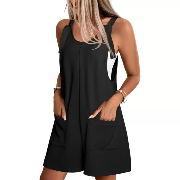 Happy Sailed Womens Rompers Jumpsuits Summer Sleeveless Adjustable Knot Straps Shorts Overall Jumpers with Pockets
