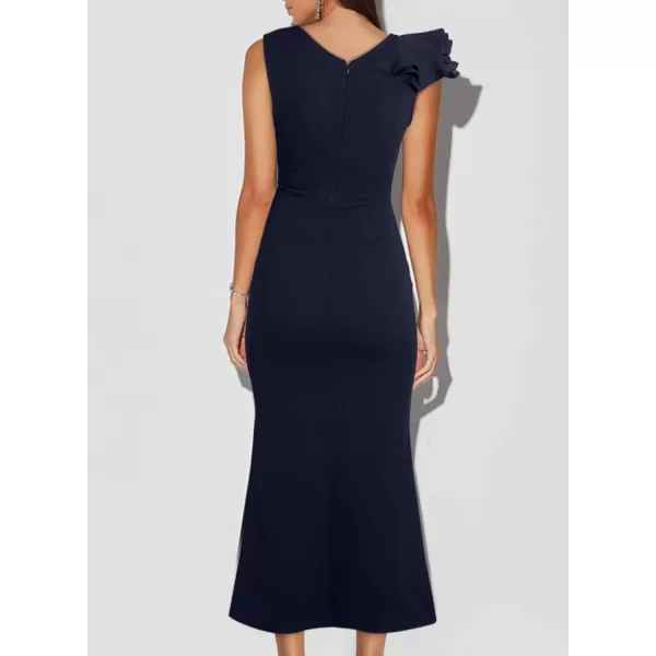 Happy Sailed Womens Formal Dress Batwing Sleeve Waist Belted High Slit Long Maxi Cocktail Party Dresses Evening Gown